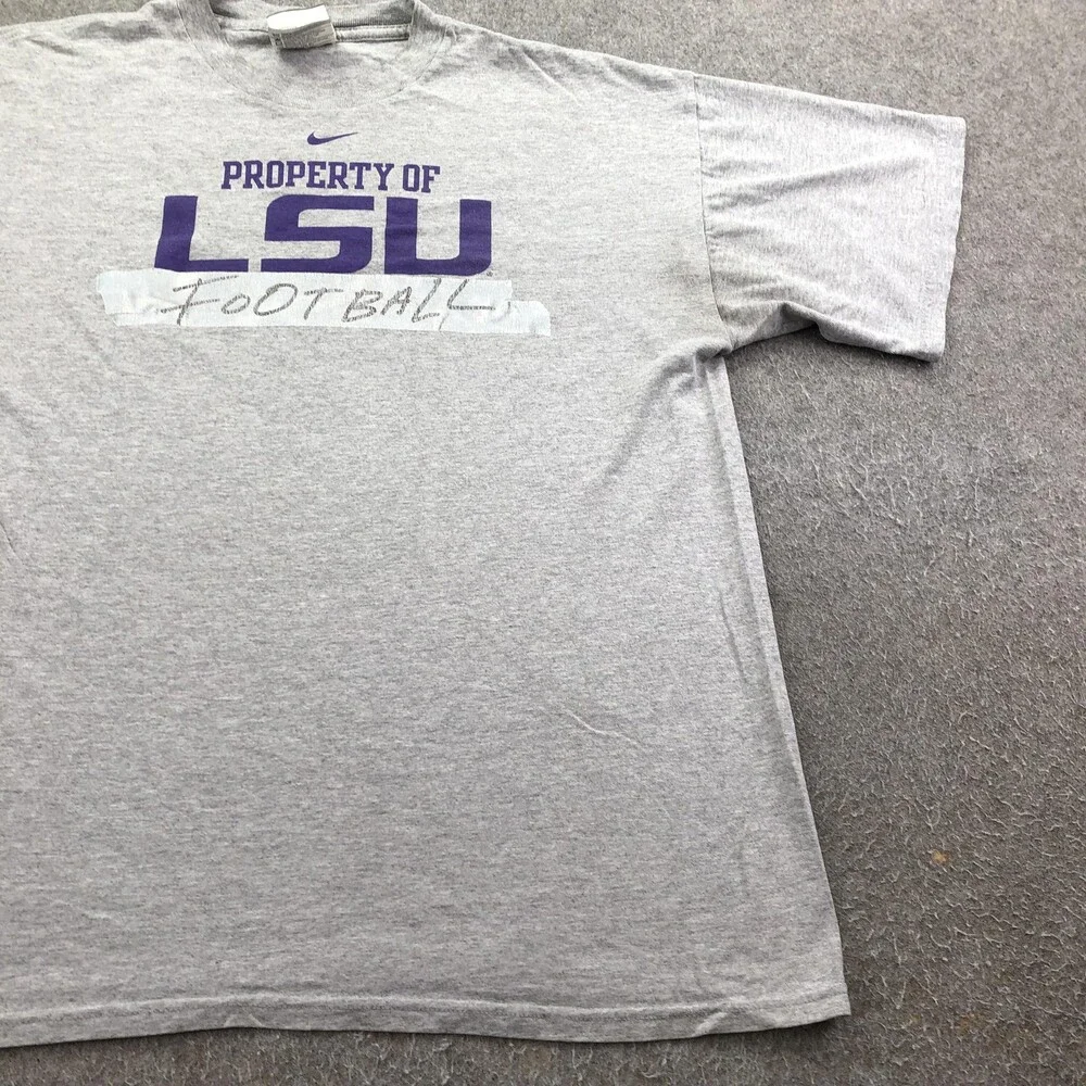 Vintage LSU Tigers Shirt Mens Medium Gray NCAA Football Nike Property Of